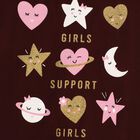 Girls' Burgundy Cotton Round Neck Graphic T-Shirt, Wine, small image number null