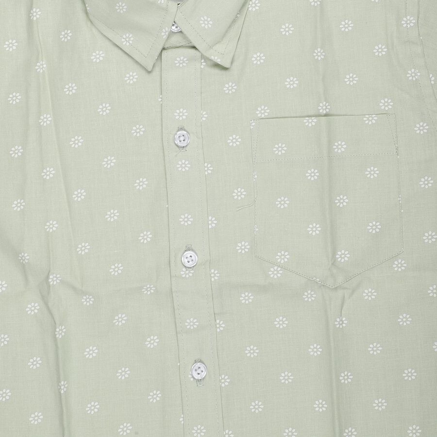 Boys Green Cotton Classic Casual Shirt, Light Green, large
