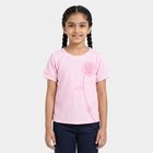 Girls' Pink Round Neck Graphic Printed T-Shirt, Pink, small
