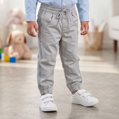 Boys' Grey Regular Fit Side Stripe Jogger Trousers