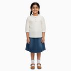 Girls' Off-White Round Neck Romantic T-Shirt, ऑफ व्हाइट, small