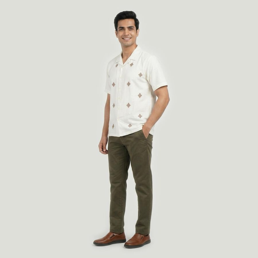 Men's White Casual Shirt, Off White, large