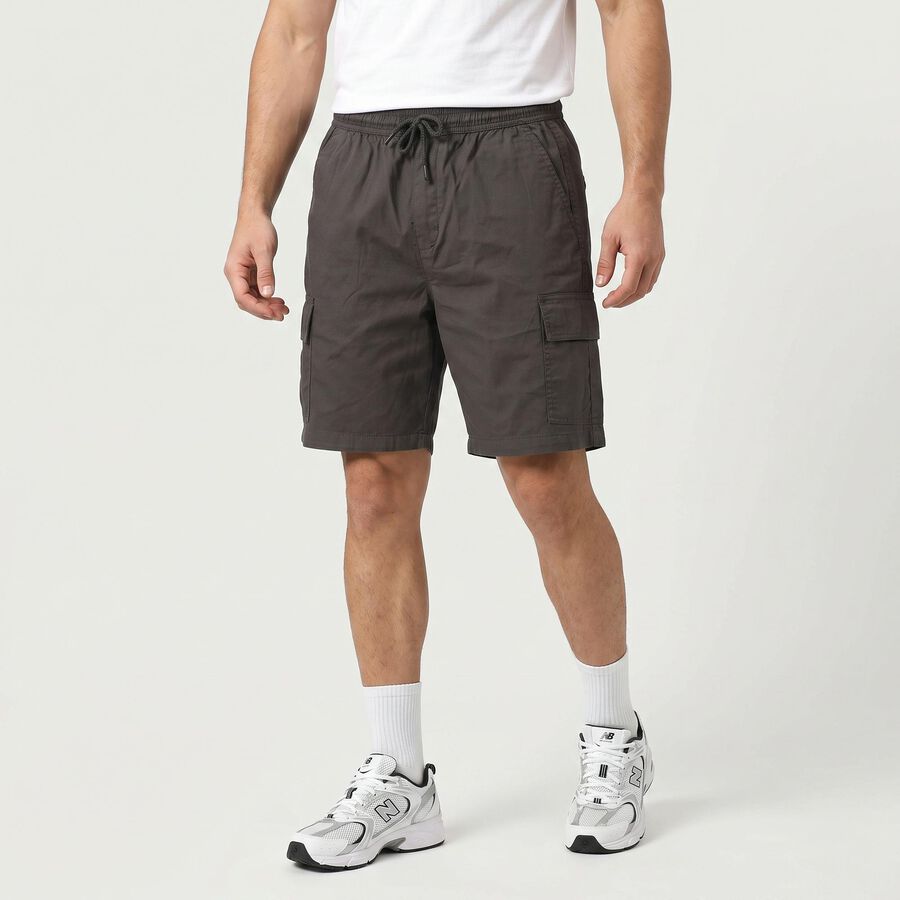 Men's Dark Grey Regular Fit Cargo Bermuda Shorts, Dark Grey, large