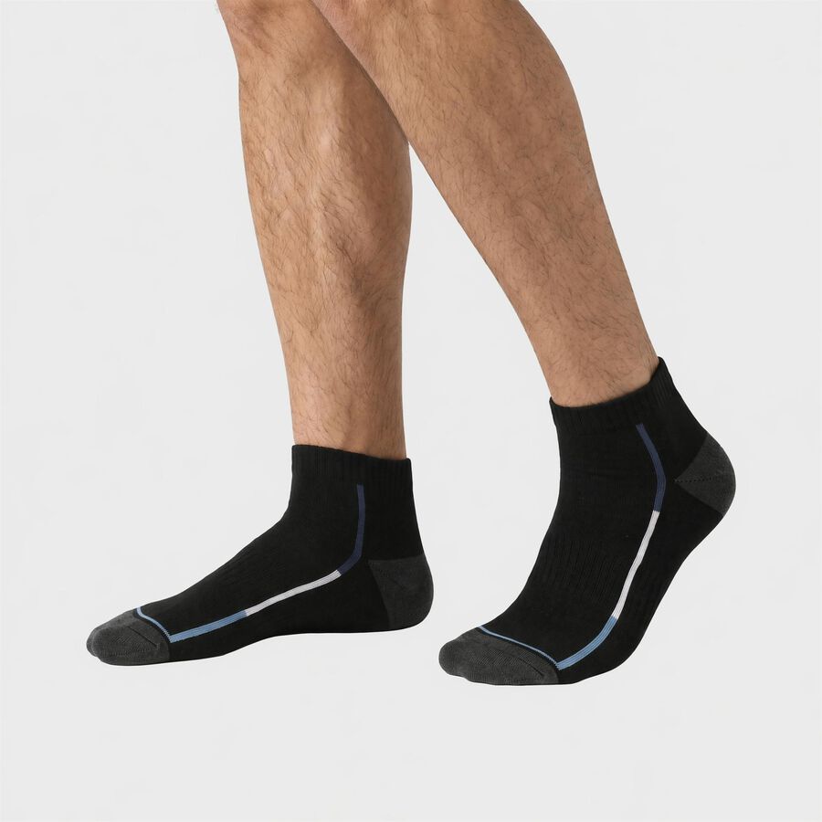 Men's Ankle Length Pack of 3 Socks ( Grey, Blue, Black ), मिश्रित हल्का ग्रे, large