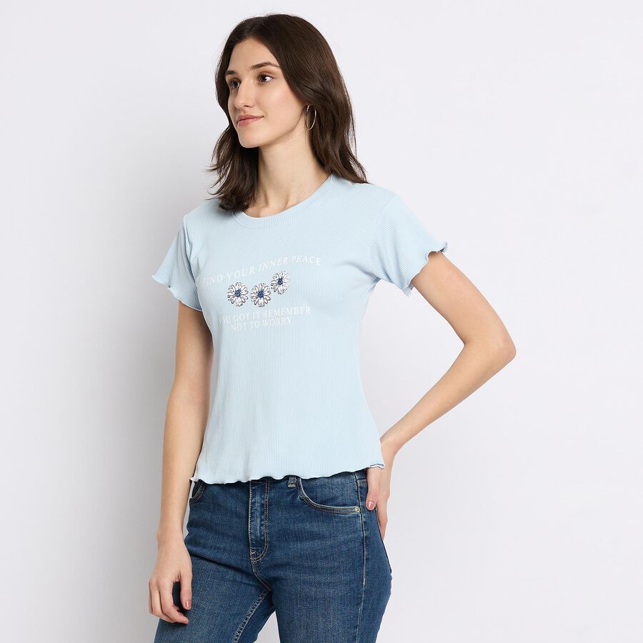 Ladies' Round Neck T-Shirt, Light Blue, large image number null