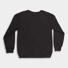 Boys Jet Black Crew Neck Graphic Sweatshirt, Black, small image number null