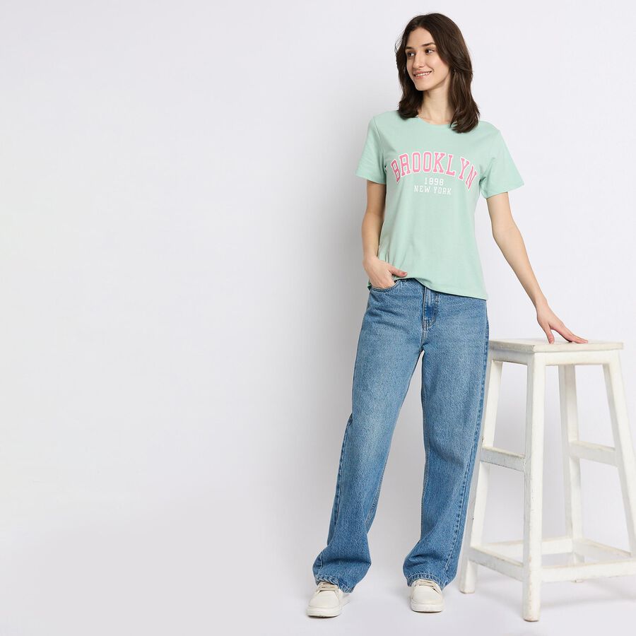 Ladies' Round Neck T-Shirt , हल्का हरा, large image number null