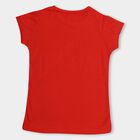 Girls' Bright Coral Red Crew Neck Casual T-Shirt, Coral, small image number null