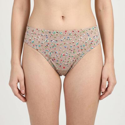 Women's Brown Regular Fit Floral Print Panty