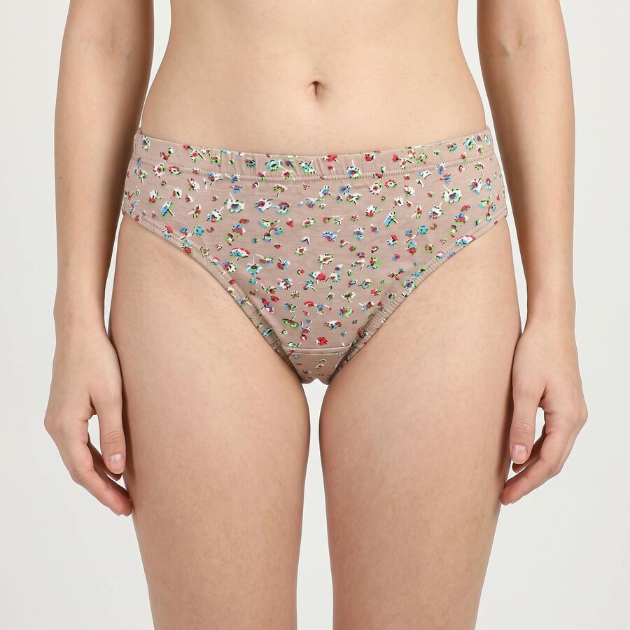 Women's Brown Regular Fit Floral Print Panty, Brown, large