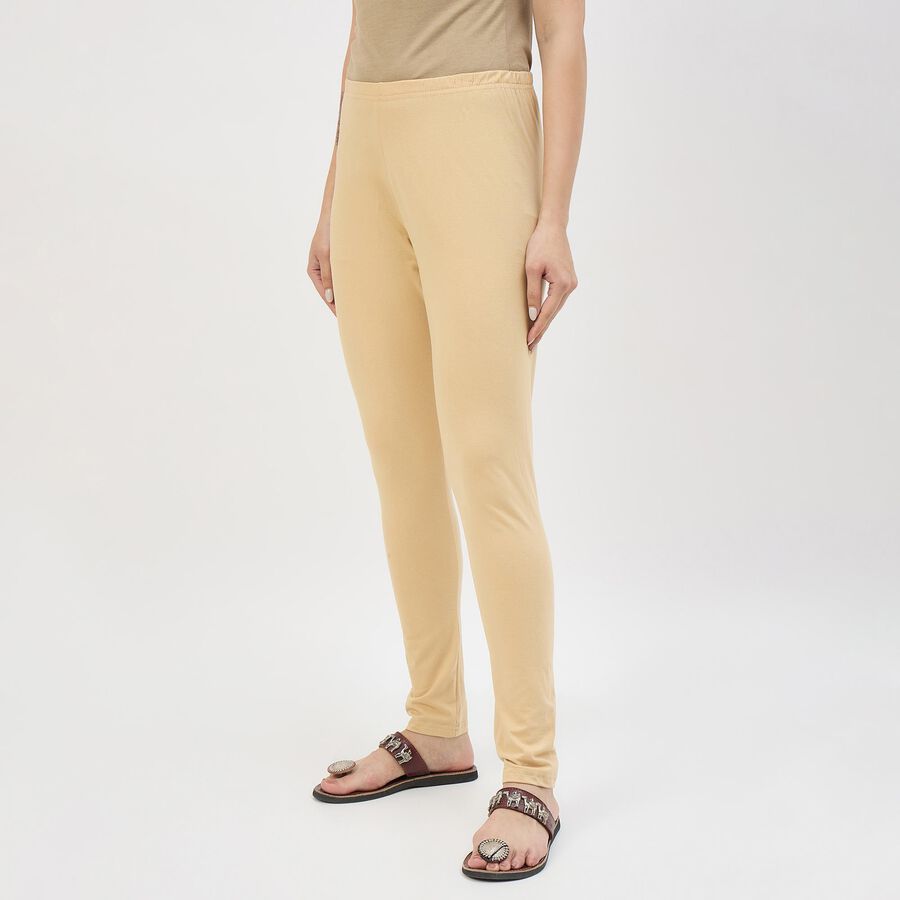 Women's Khaki Cotton Blend Plain Churidar, खाकी, large