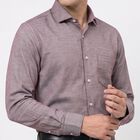Men's Wine Cotton Blend Long Sleeve Point Collar Regular Fit Formal Shirt, वाइन, small