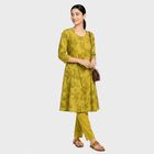 Women's Olive Green Floral Printed Ethnic Set, Light Green, small