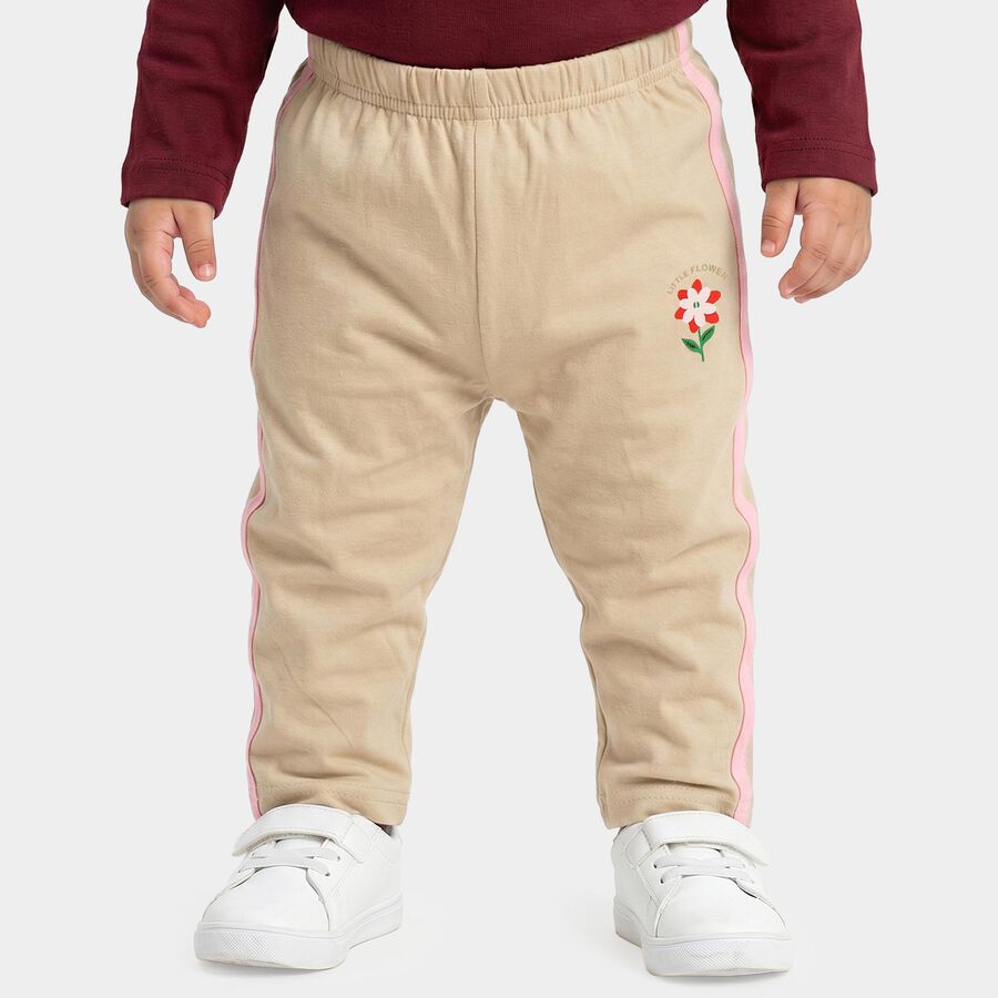 Infants Beige Straight Fit Floral Printed Cotton Pyjama, गहरा पीला, large