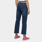 Girls' Dark Indigo Blue Flared Fit Embellished Jeans, Mid Blue, small image number null