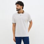 Men's Bright White Cotton Polo Collar Casual T-Shirt, Brown, small image number null