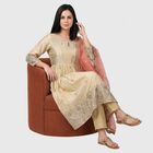 Women's Cream Keyhole Neck Embroidered Anarkali Ethnic Set, ऑफ व्हाइट, small