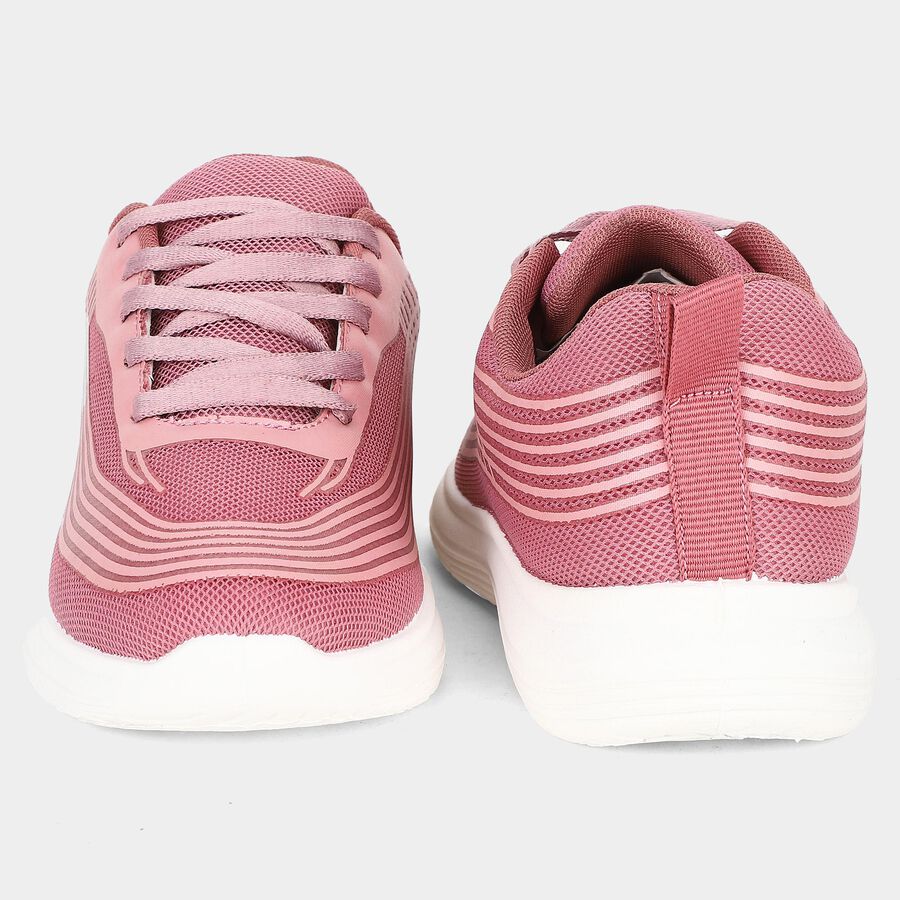 Women's Pink Lace-Up Sneakers, गुलाबी, large