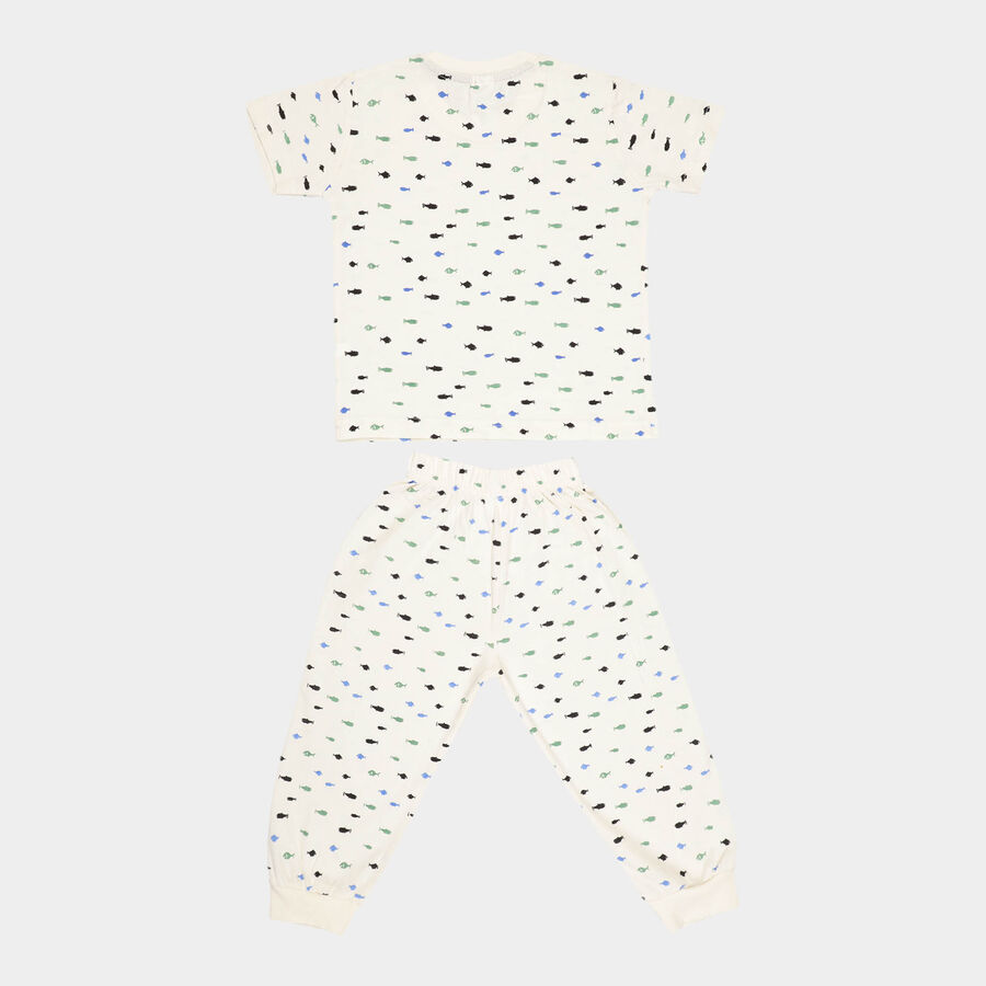 Boys Cotton Night Suit, ऑफ व्हाइट, large image number null