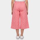 Girls Pink Wide Leg Floral Print Capri, हल्का गुलाबी, small