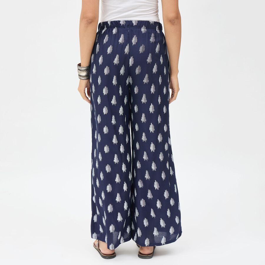 Women's Navy Printed Wide-Leg Palazzos, नेवी ब्लू, large