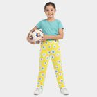 Girls' Yellow Straight Fit Floral Printed Cotton Blend Pyjama, Yellow, small