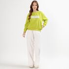 Women's Bright Lime Green Crew Neck Casual Sweatshirt, हल्का हरा, small image number null