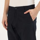 Men's Deep Midnight Navy Slim Fit Flat-Front Casual Trousers, Navy Blue, small image number null