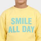 Boys' Yellow Crew Neck Graphic Print Sweatshirt, Yellow, small