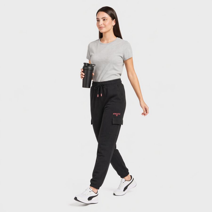 Women's Navy Blue Jogger Fit Cargo Track Pants, नेवी ब्लू, large