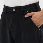 Men's Jet Black Relaxed Fit Five-Pocket Jeans, Black, small