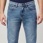 Men's Light Blue Slim Fit Washed Jeans, Light Blue, small