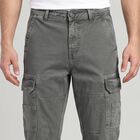 Men's Grey Slim Fit Cargo Trousers, गहरा ग्रे, small