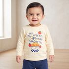 Infants Beige Cotton Round Neck Regular T-Shirt, Beige, small
