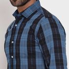 Cotton Checks Casual Shirt, मध्यम नीला, small image number null