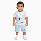 Infants' Light Blue Cotton Round Neck Elephant Printed Baba Suit, Light Blue, small
