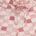 Girls' Pink Regular Fit Checkered Floral Shorts, हल्का गुलाबी, small