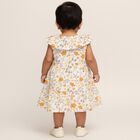 Infants' White Floral Print Ruffled Cotton Frock, Yellow, small image number null