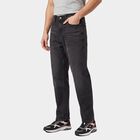 Men's Black Straight Fit Faded Jeans, काला, small