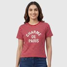 Women's Fuchsia Round Neck Casual Graphic T-Shirt, Fuchsia, small