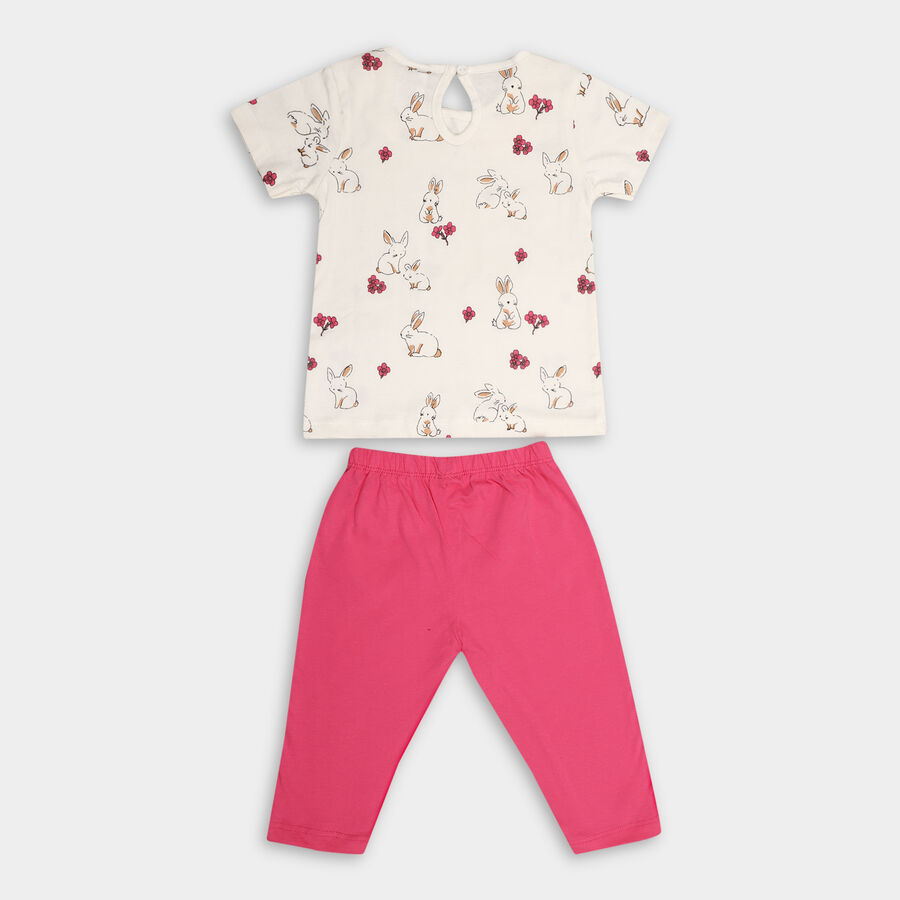 Infant Girl's Cotton Capri Set, Pink, large image number null