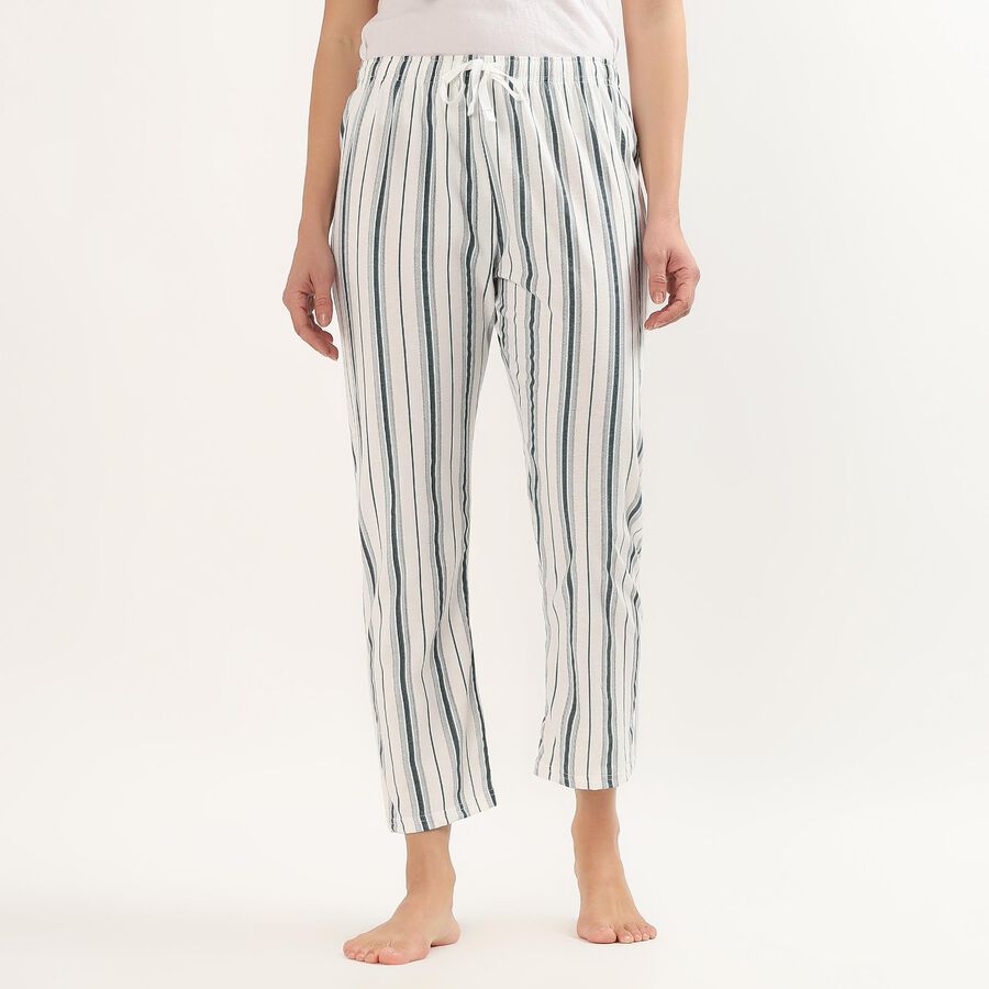 Women's Light Grey Relaxed Fit Cotton Blend Pyjama, मध्यम नीला, large