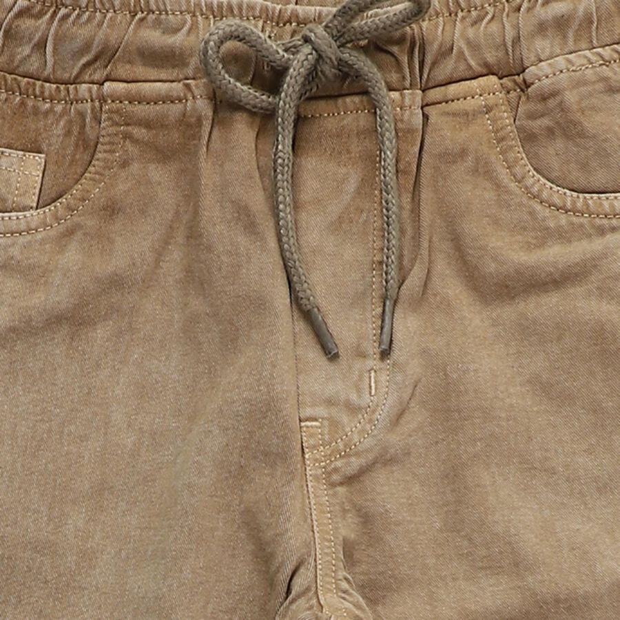 Boys' Khaki Regular Fit Cotton Jeans, Khaki, large