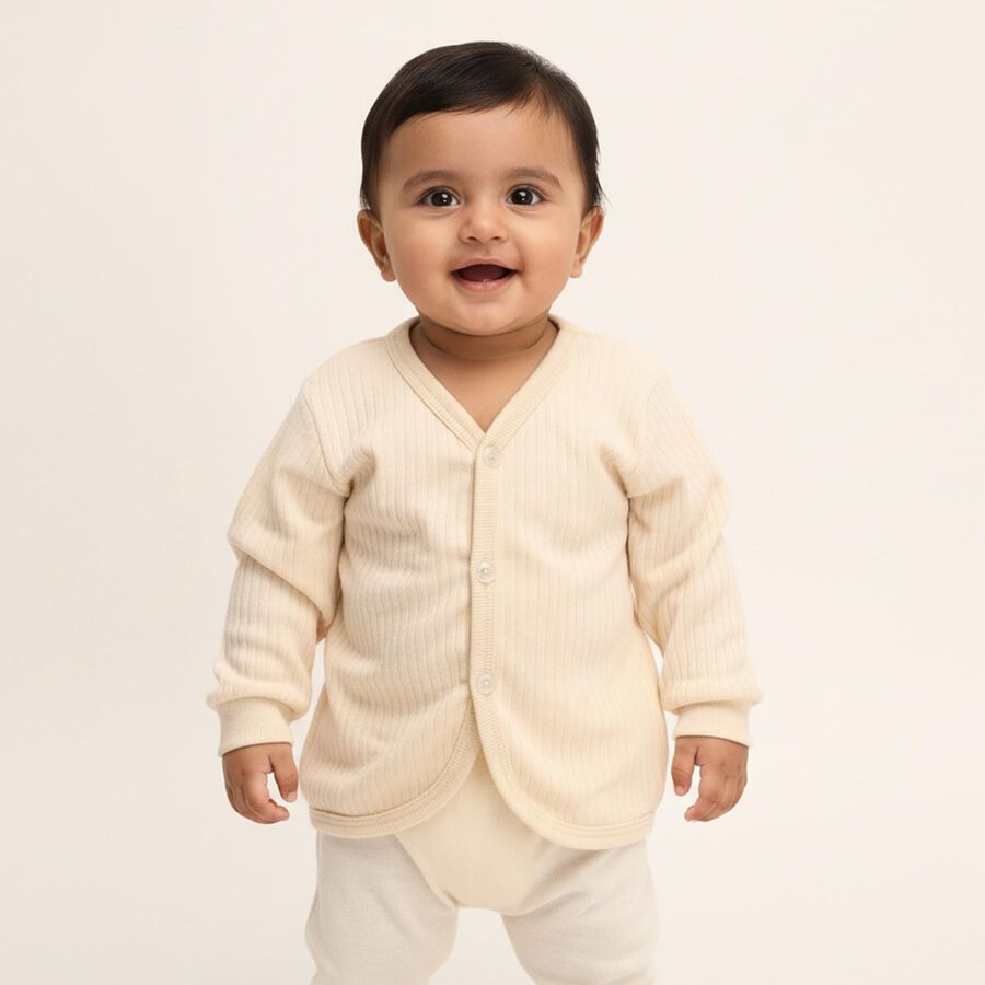 Infants Beige Full Sleeve Thermal, गहरा पीला, large image number null