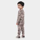 Boys Charcoal Cotton Round Neck Graphic Print Baba Suit, Charcoal, small