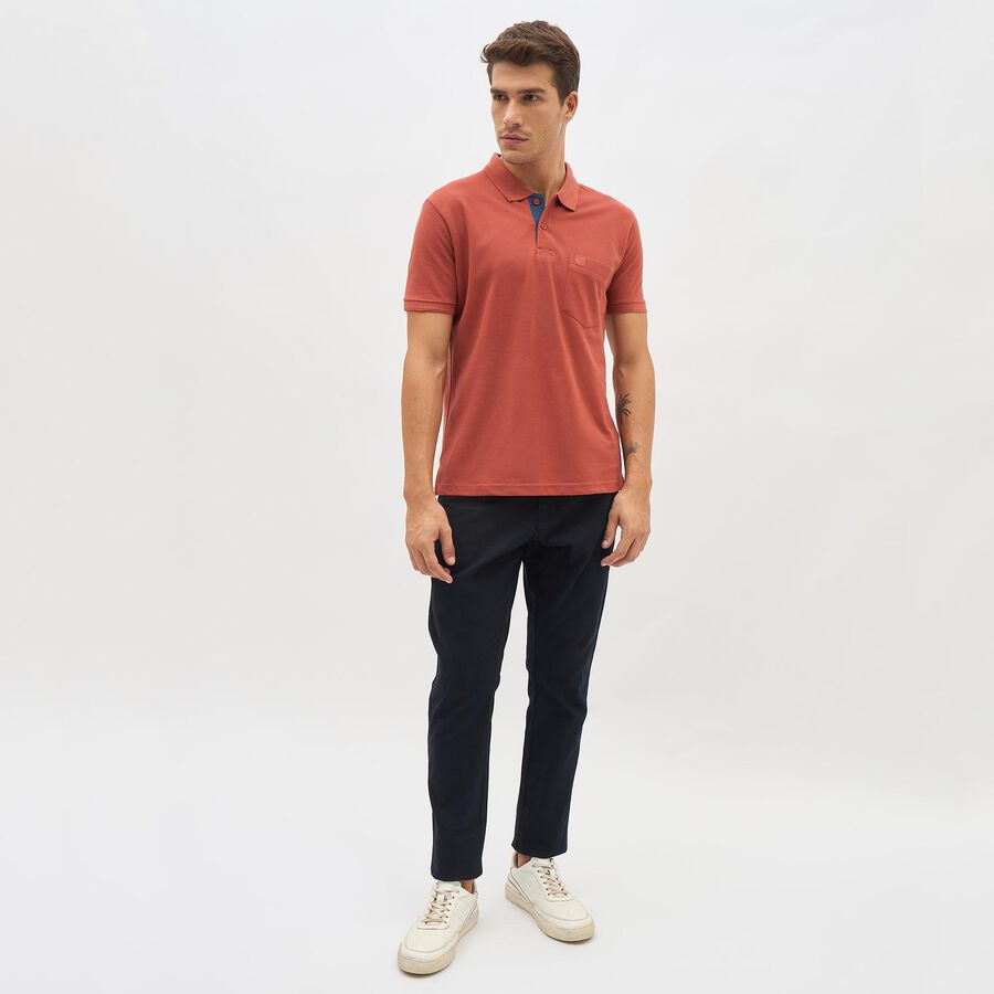 Men's Slim Fit Casual Trousers, Navy Blue, large image number null