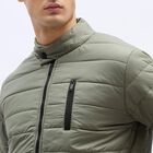 Men's Light Sage Green Mandarin Collar Quilted Jacket, हल्का हरा, small image number null