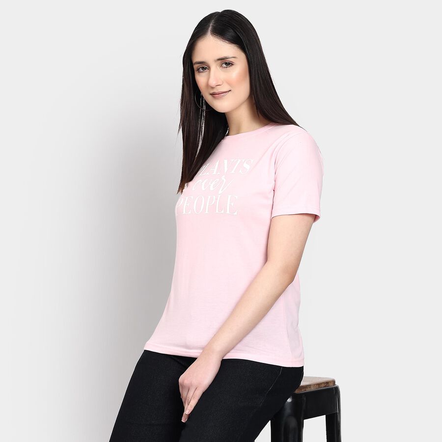 Ladies' Round Neck T-Shirt , Pink, large