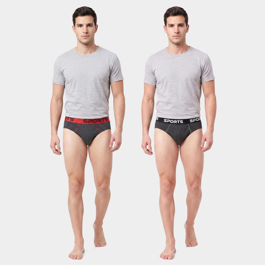 Men's Charcoal Regular Fit Solid Briefs, Charcoal, large