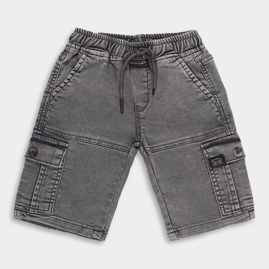Boys Charcoal Grey Cargo Style Jamaican Shorts, Dark Grey, large image number null